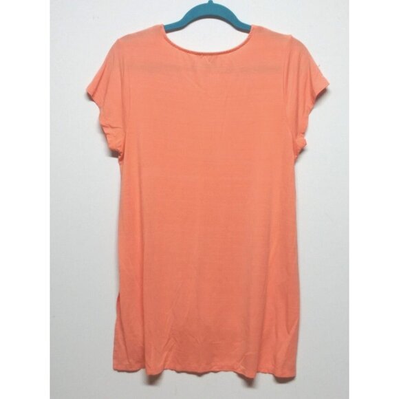 Women's Cupio Top Embroidered Coral Stretch Knit Top Size M/L long Beautiful EUC - Picture 6 of 8